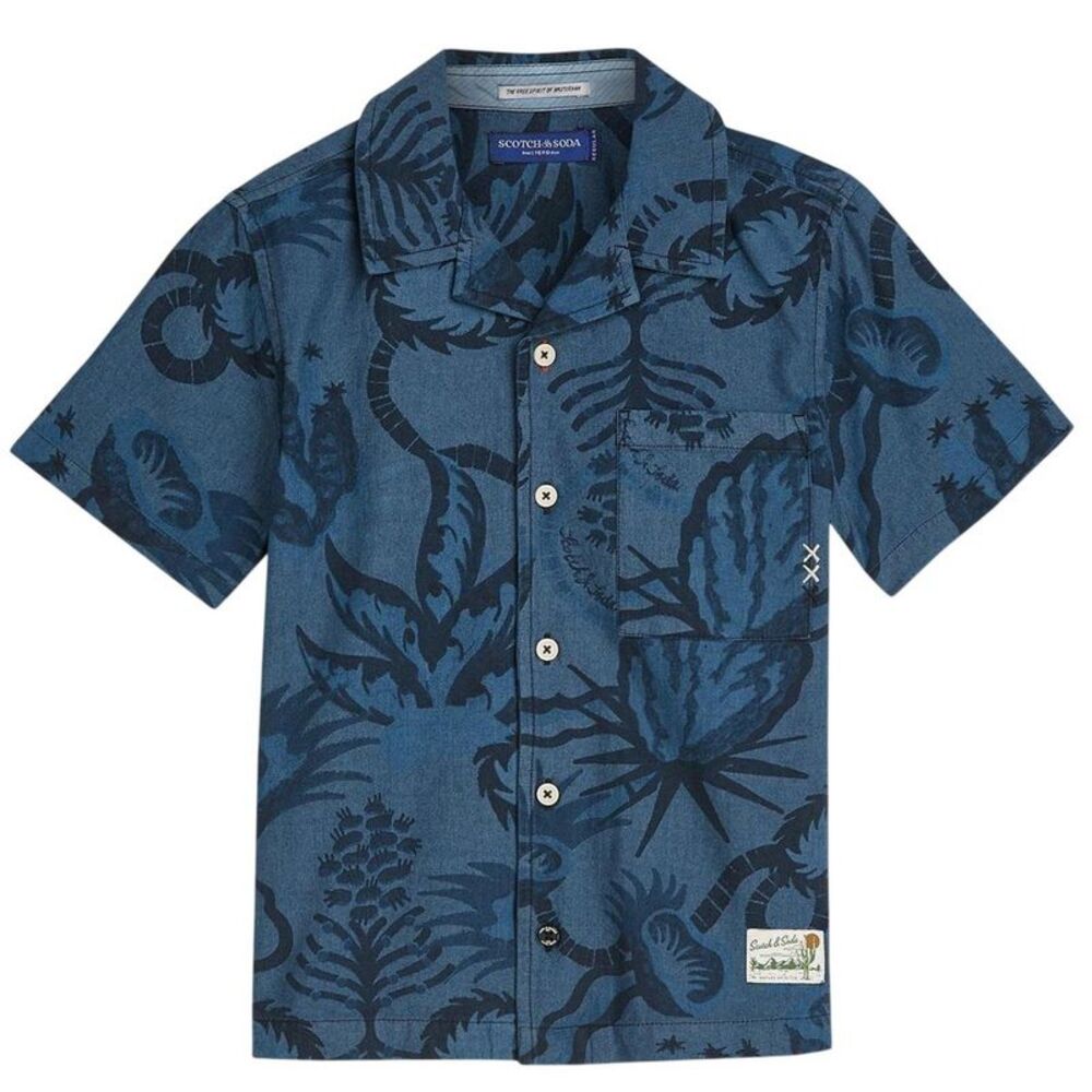 Scotch Boys Patterned Short-Sleeved Shirt / Chambray